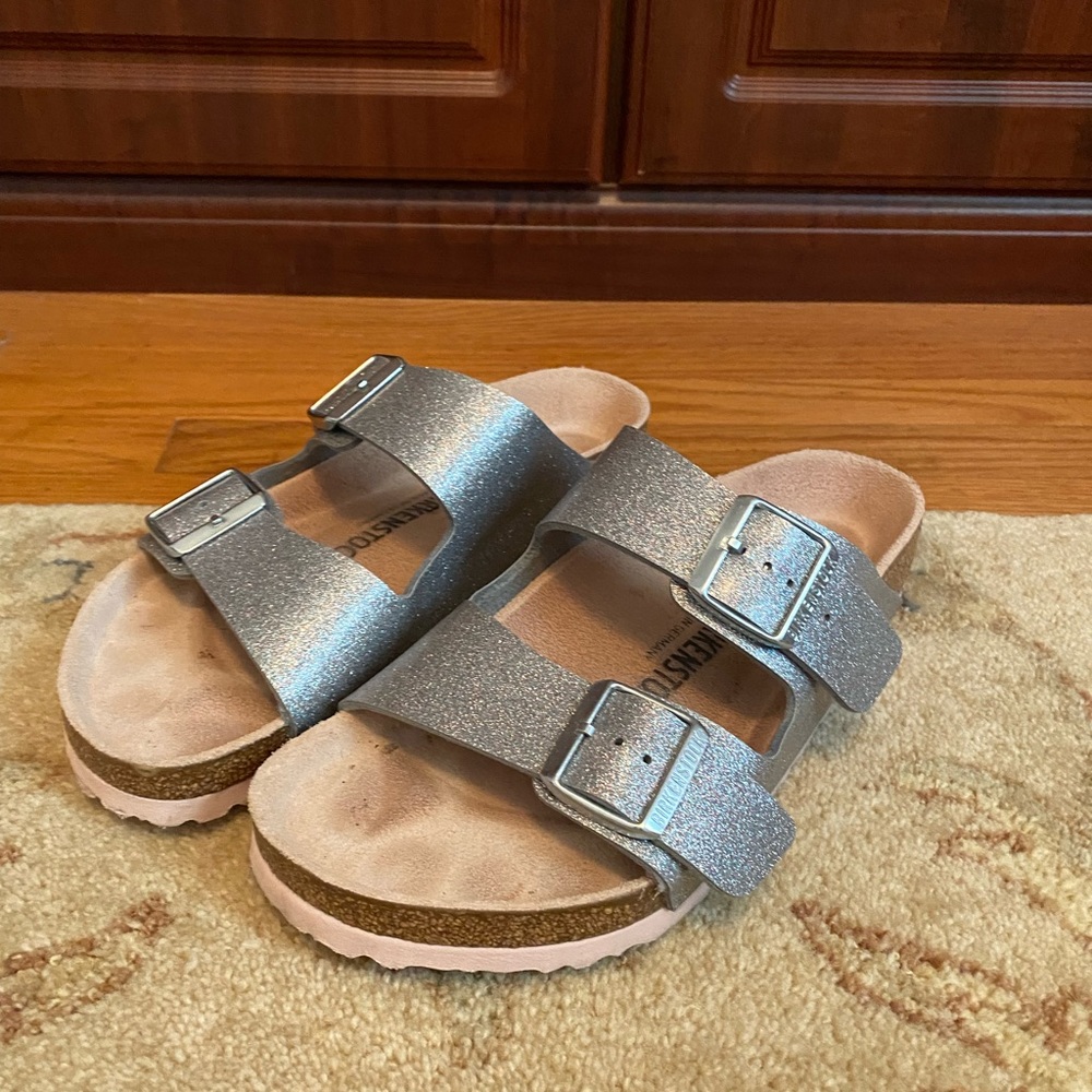 Birkenstock Silver Glitter Sandals